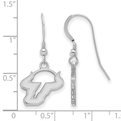 Sterlingsilber Rhodiniert Logoart University Of South Florida Bull Klein Hängend Draht Ohrringe