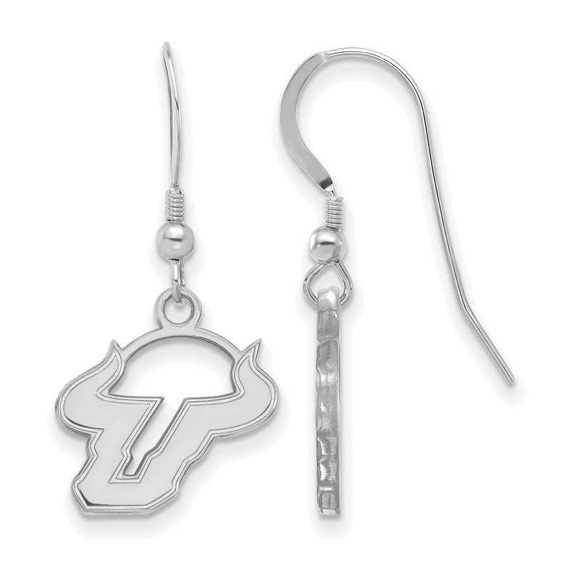 Sterlingsilber Rhodiniert Logoart University Of South Florida Bull Klein Hängend Draht Ohrringe