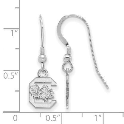 Sterlingsilber Rhodiniert Logoart University Of South Carolina Extra Klein Hängend Draht Ohrringe