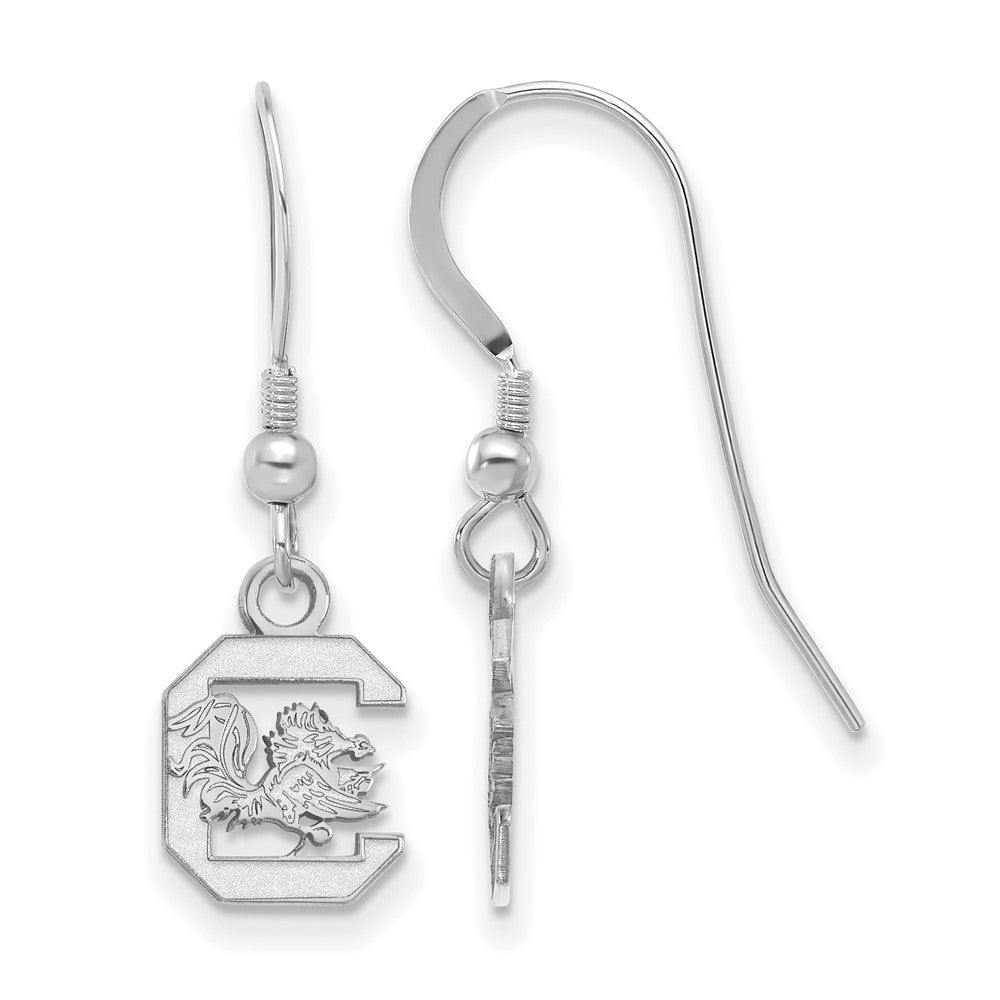 Sterlingsilber Rhodiniert Logoart University Of South Carolina Extra Klein Hängend Draht Ohrringe