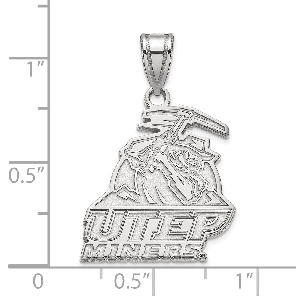 Sterlingsilber Rhodiniert Logoart University Of Texas At El Paso Miners Groß Anhänger