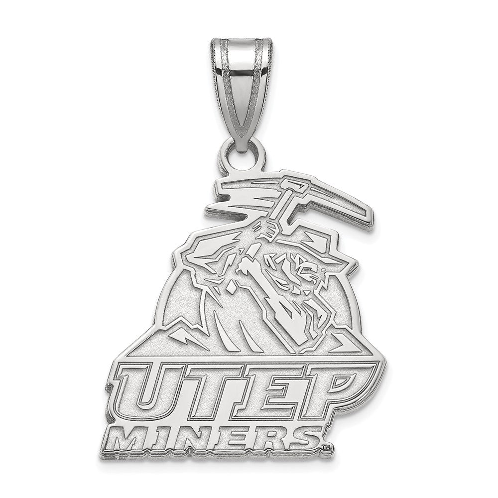 Sterlingsilber Rhodiniert Logoart University Of Texas At El Paso Miners Groß Anhänger