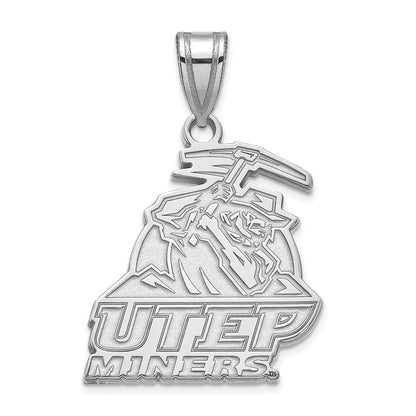 Sterlingsilber Rhodiniert Logoart University Of Texas At El Paso Miners Groß Anhänger