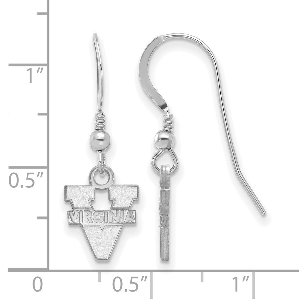 Sterlingsilber Rhodiniert Logoart University Of Virginia Extra Klein Hängend Draht Ohrringe