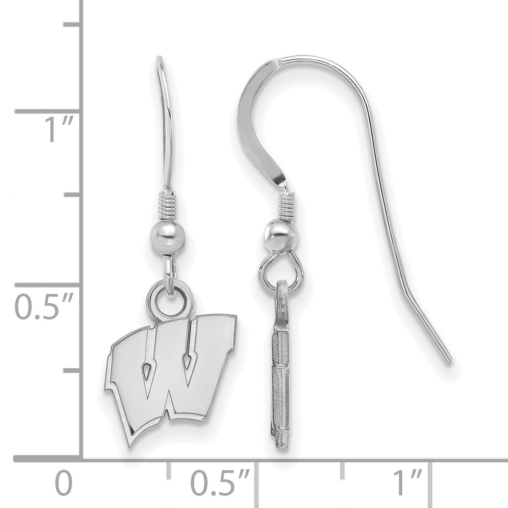 Sterlingsilber Rhodiniert Logoart University Of Wisconsin Buchstabe W Extra Klein Hängend Draht Ohrringe