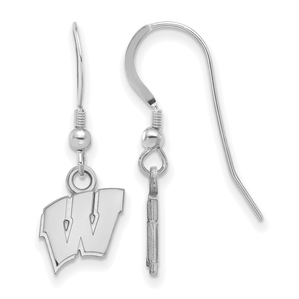 Sterlingsilber Rhodiniert Logoart University Of Wisconsin Buchstabe W Extra Klein Hängend Draht Ohrringe