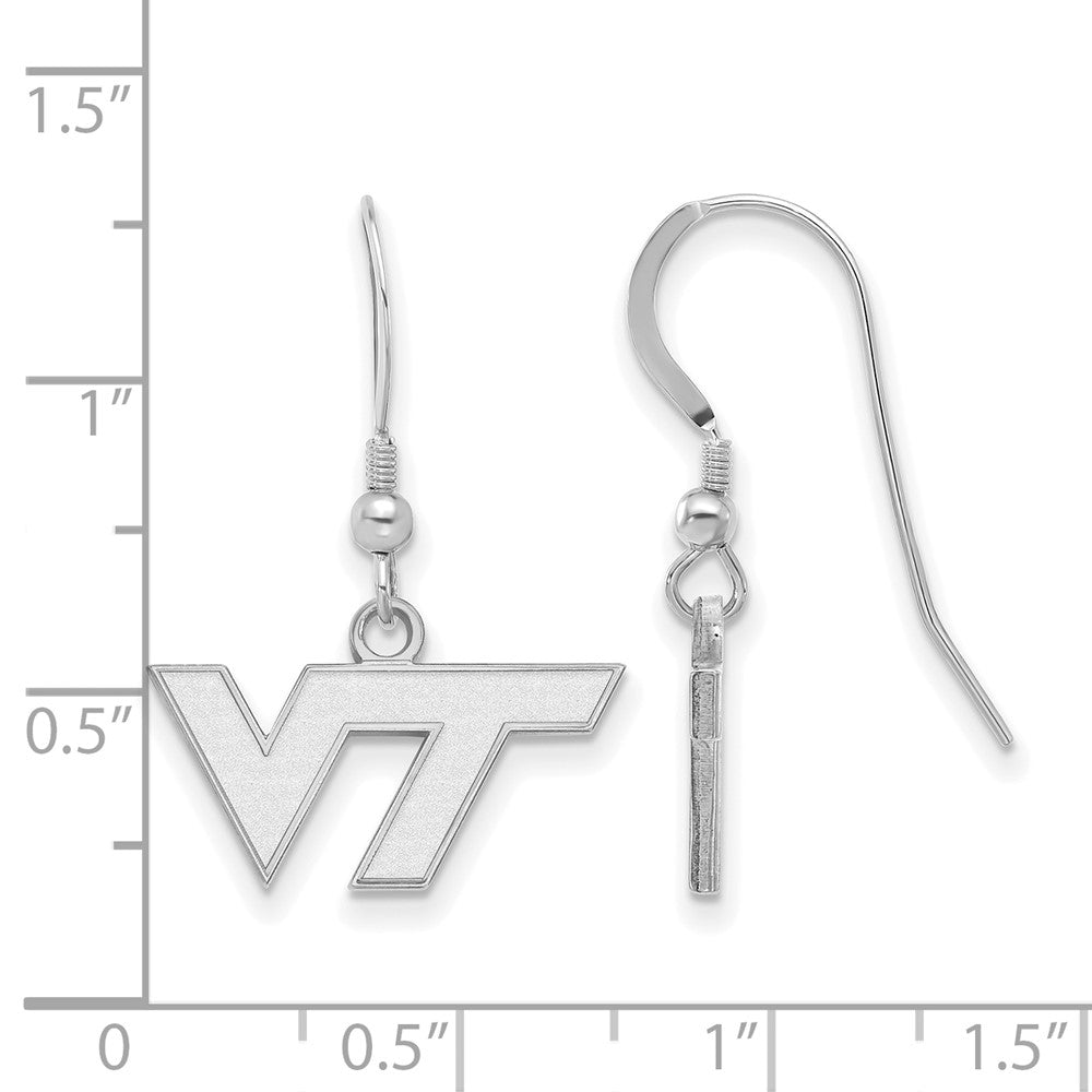 Sterlingsilber Rhodiniert Logoart Virginia Tech V T Extra Klein Hängend Draht Ohrringe