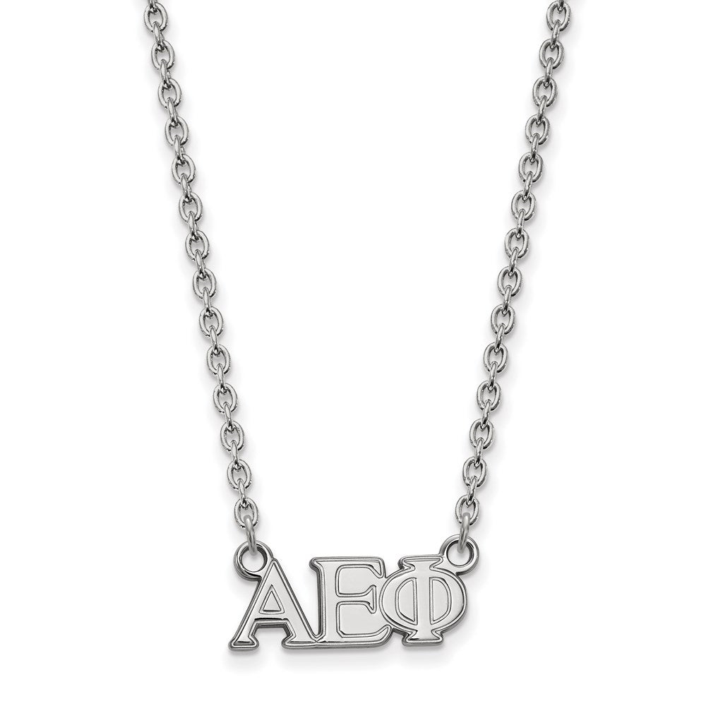 Sterlingsilber Rhodiniert Logoart Alpha Epsilon Phi Sorority Greek Buchstaben Mittel Anhänger 18 Zoll Halskette