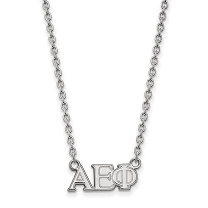 Sterlingsilber Rhodiniert Logoart Alpha Epsilon Phi Sorority Greek Buchstaben Mittel Anhänger 18 Zoll Halskette