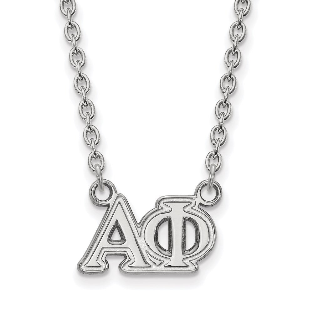 Sterlingsilber Rhodiniert Logoart Alpha Phi Sorority Greek Buchstaben Mittel Anhänger 18 Zoll Halskette