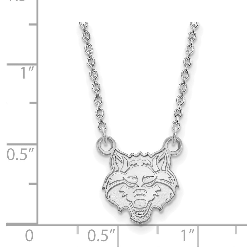 10K Weißgold Logoart Arkansas State University Wolf Klein Anhänger 18 Zoll Halskette