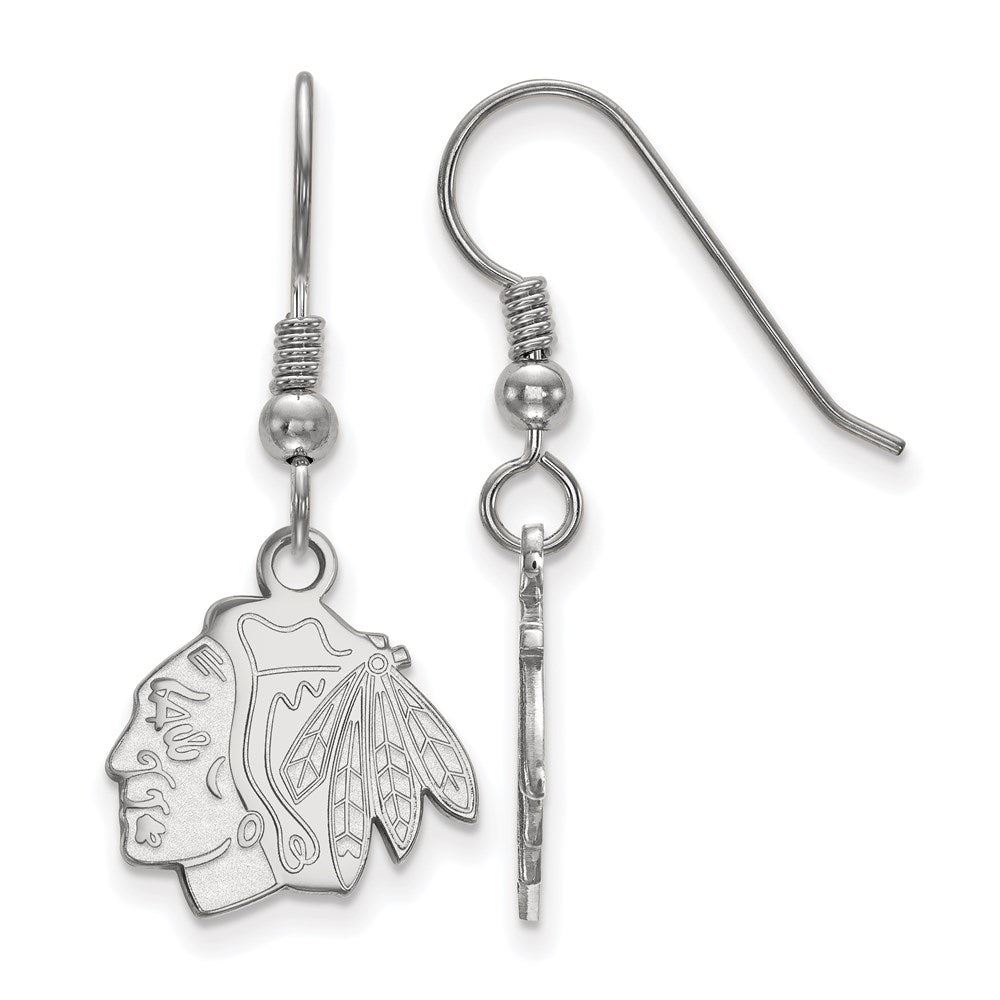 Sterlingsilber Rhodiniert Nhl Logoart Chicago Blackhawks Klein Ohrhänger