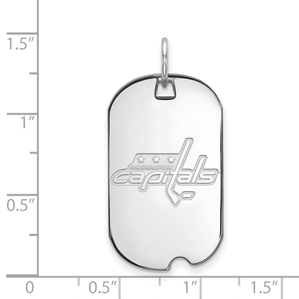 Sterlingsilber Rhodiniert Nhl Logoart Washington Capitals Klein Erkennungsmarke Anhänger