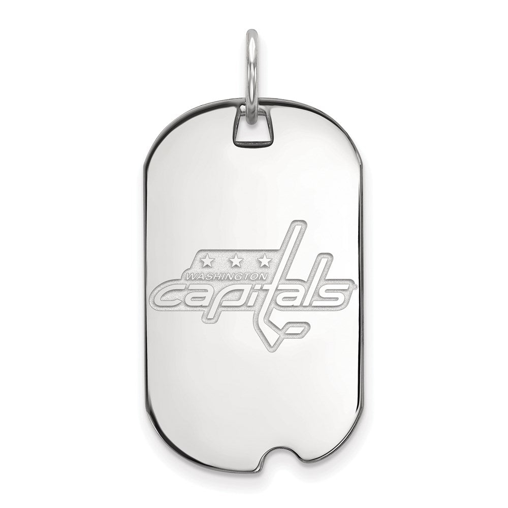 Sterlingsilber Rhodiniert Nhl Logoart Washington Capitals Klein Erkennungsmarke Anhänger