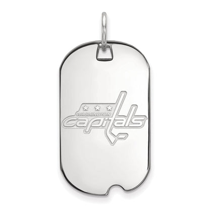 Sterlingsilber Rhodiniert Nhl Logoart Washington Capitals Klein Erkennungsmarke Anhänger
