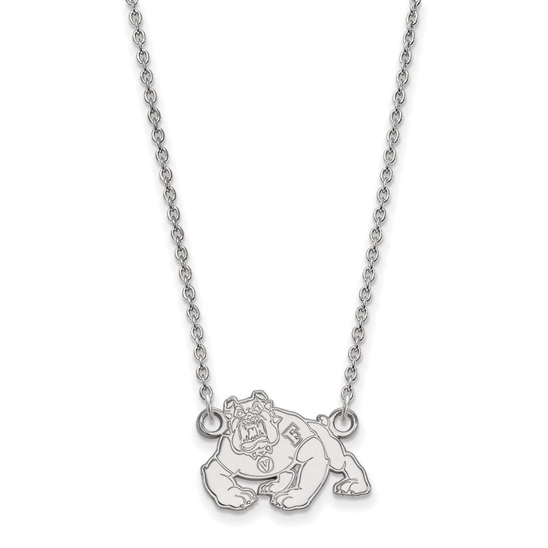 10K Weißgold Logoart California State University Fresno Bulldog Klein Anhänger 18 Zoll Halskette