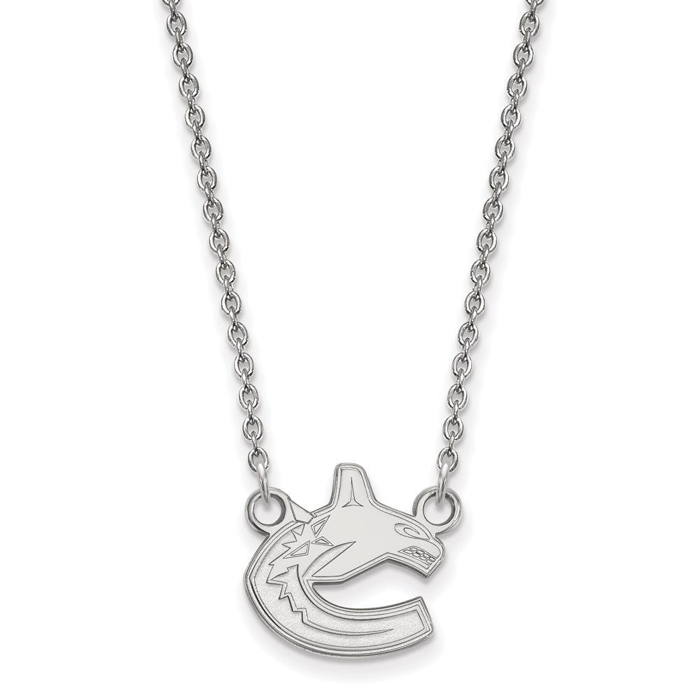 Sterlingsilber Rhodiniert Nhl Logoart Vancouver Canucks Klein Anhänger 18 Zoll Halskette