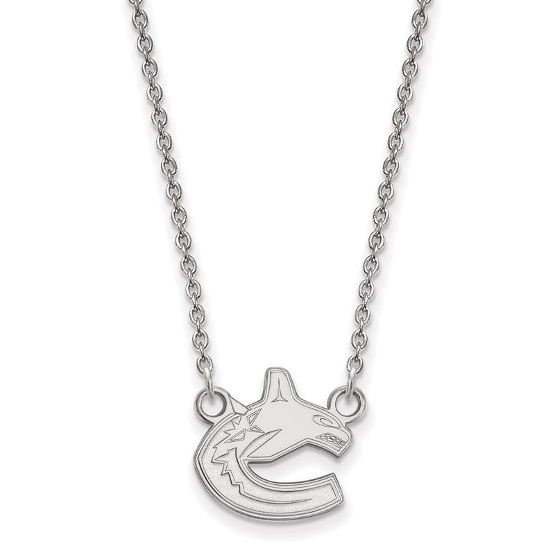 Sterlingsilber Rhodiniert Nhl Logoart Vancouver Canucks Klein Anhänger 18 Zoll Halskette
