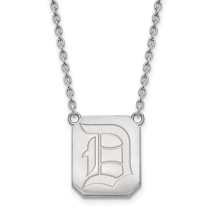 10K Weißgold Logoart Duquesne University Buchstabe D Groß Anhänger 18 Zoll Halskette