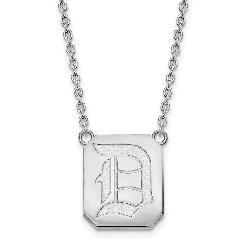 Sterlingsilber Rhodiniert Logoart Duquesne University Buchstabe D Groß Anhänger 18 Zoll Halskette