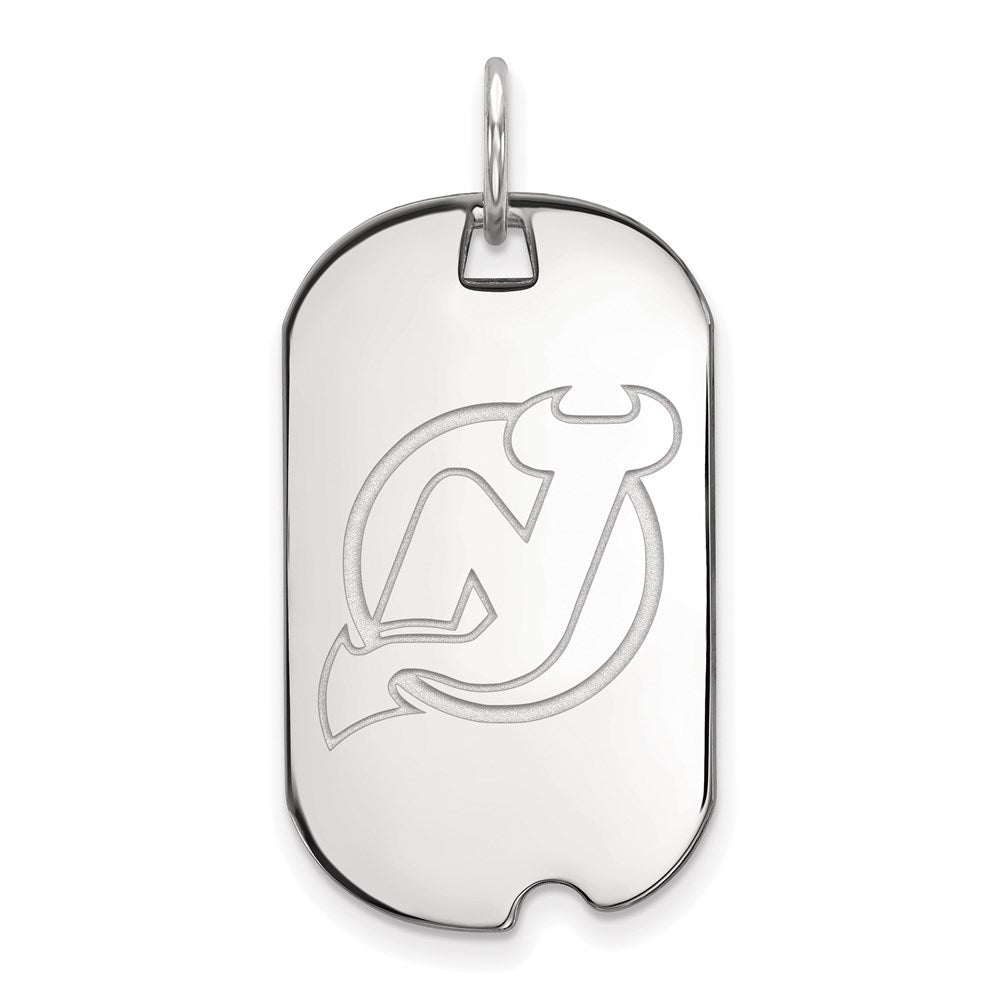 Sterlingsilber Rhodiniert Nhl Logoart New Trikot Devils Klein Erkennungsmarke Anhänger