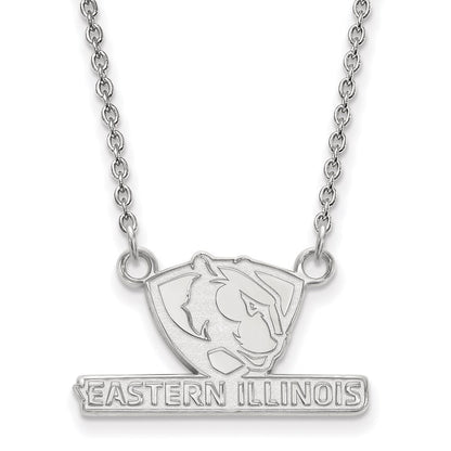 10K Weißgold Logoart Eastern Illinois University Klein Anhänger 18 Zoll Halskette