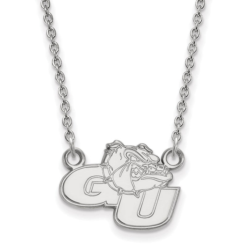 10K Weißgold Logoart Gonzaga University G U Bulldog Klein Anhänger 18 Zoll Halskette
