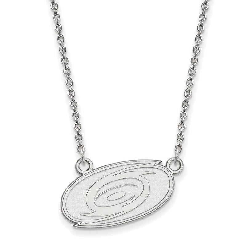 Sterlingsilber Rhodiniert Nhl Logoart Carolina Hurricanes Klein Anhänger 18 Zoll Halskette