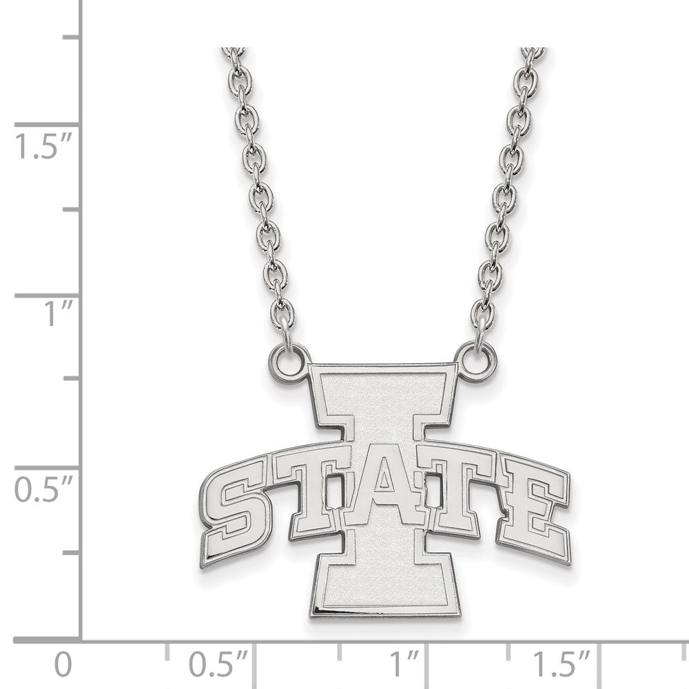 10K Weißgold Logoart Iowa State University Groß Anhänger 18 Zoll Halskette
