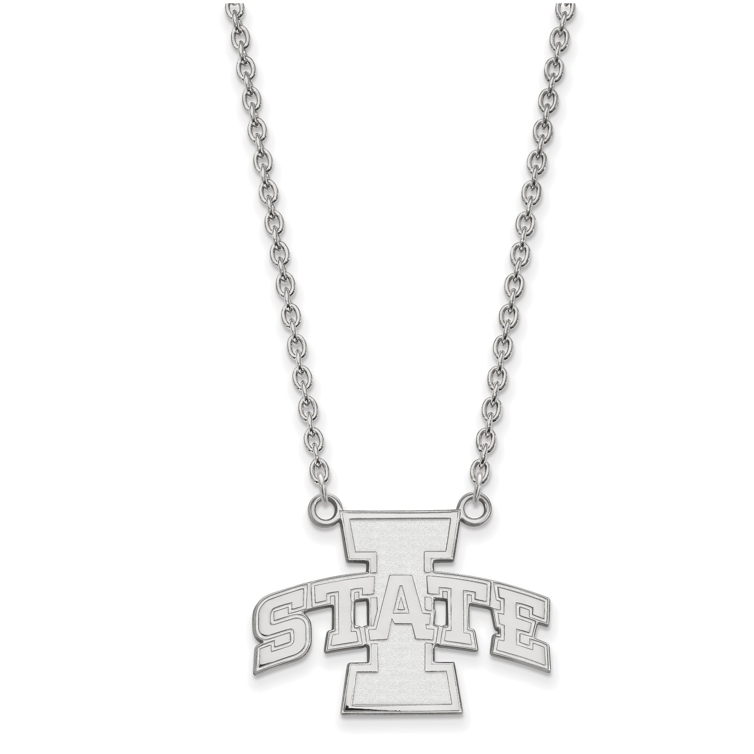 Sterlingsilber Rhodiniert Logoart Iowa State University Groß Anhänger 18 Zoll Halskette