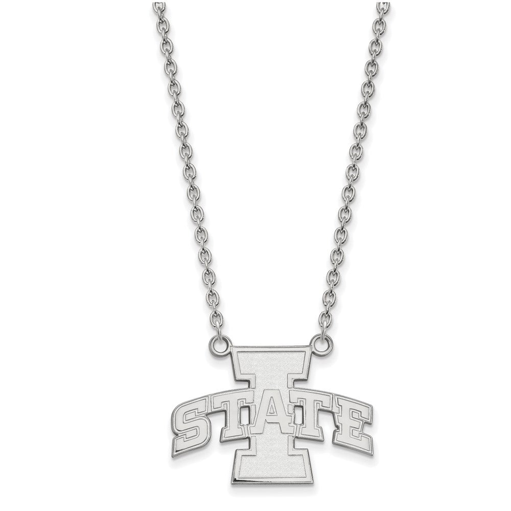 10K Weißgold Logoart Iowa State University Groß Anhänger 18 Zoll Halskette