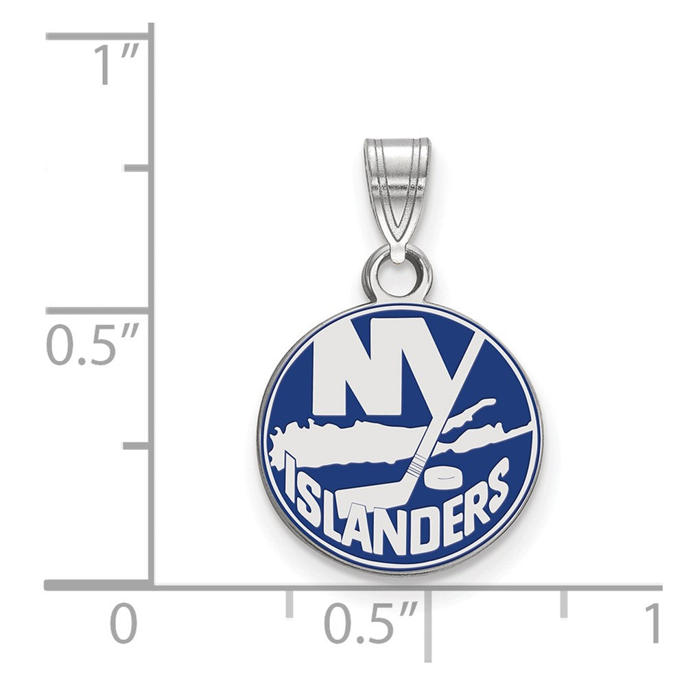 Sterlingsilber Rhodiniert Nhl Logoart New York Islanders Klein Emailliert Anhänger