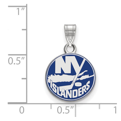 Sterlingsilber Rhodiniert Nhl Logoart New York Islanders Klein Emailliert Anhänger