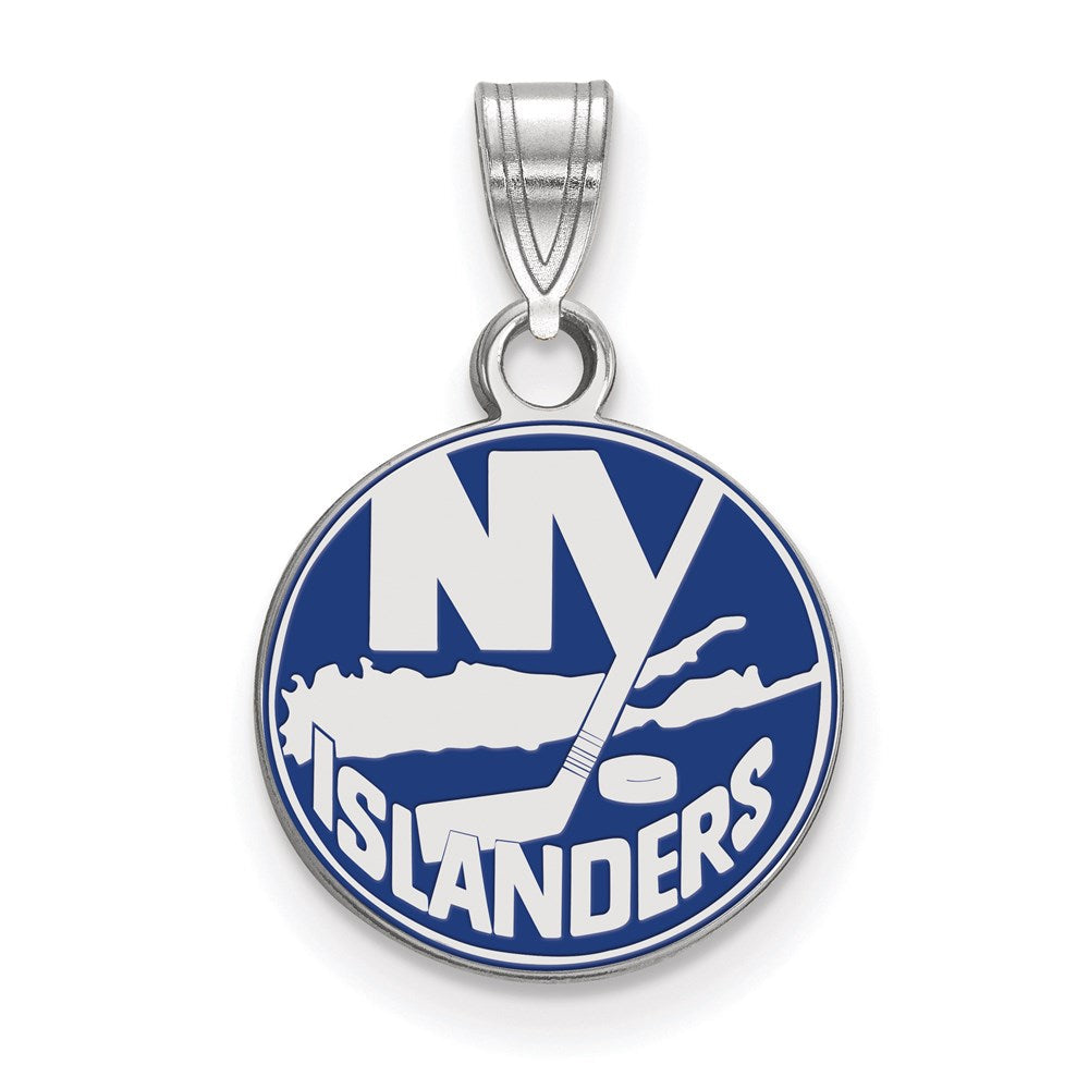 Sterlingsilber Rhodiniert Nhl Logoart New York Islanders Klein Emailliert Anhänger