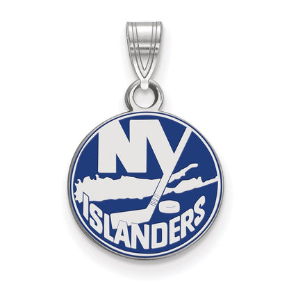 Sterlingsilber Rhodiniert Nhl Logoart New York Islanders Klein Emailliert Anhänger