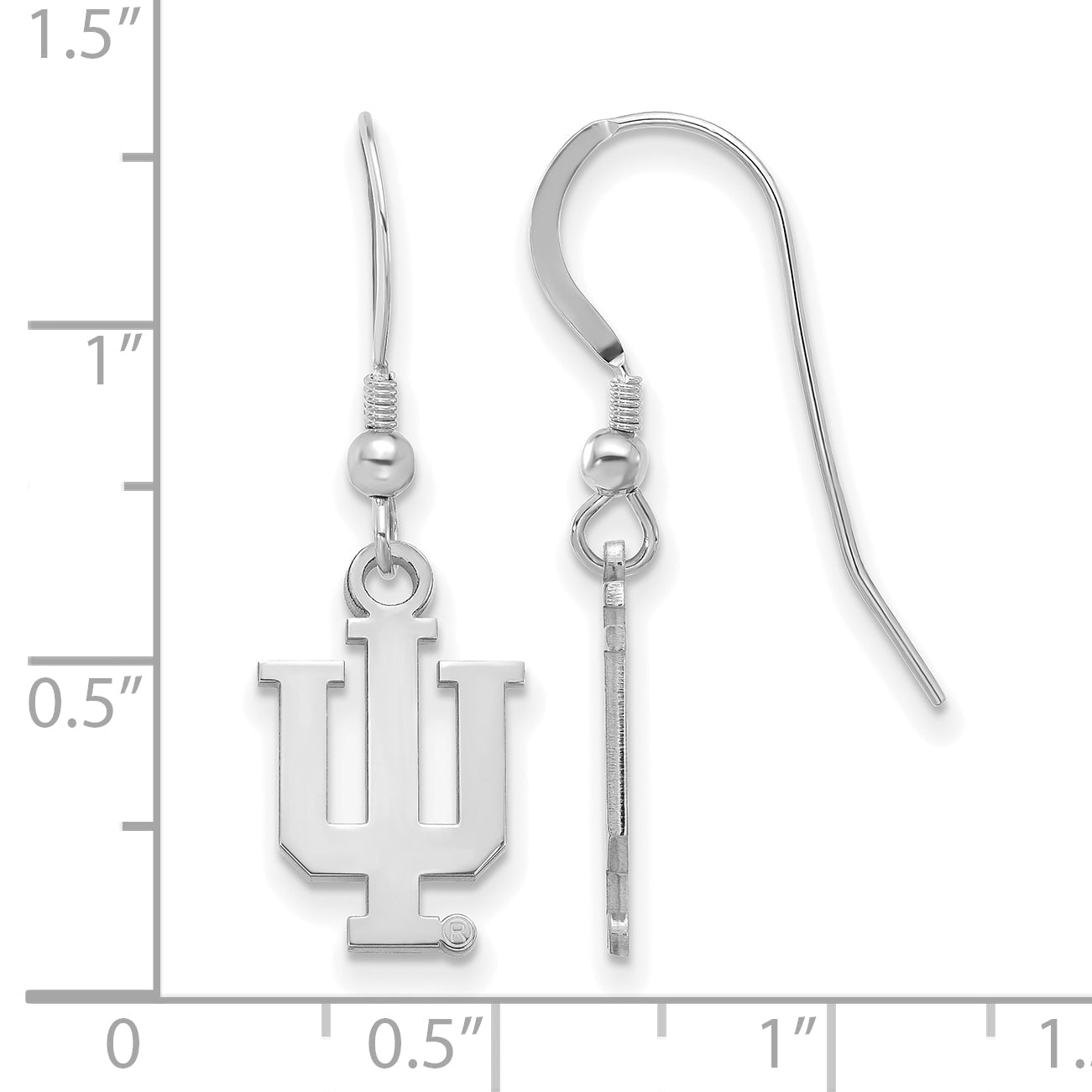 Sterlingsilber Rhodiniert Logoart Indiana University I U Klein Hängend Draht Ohrringe