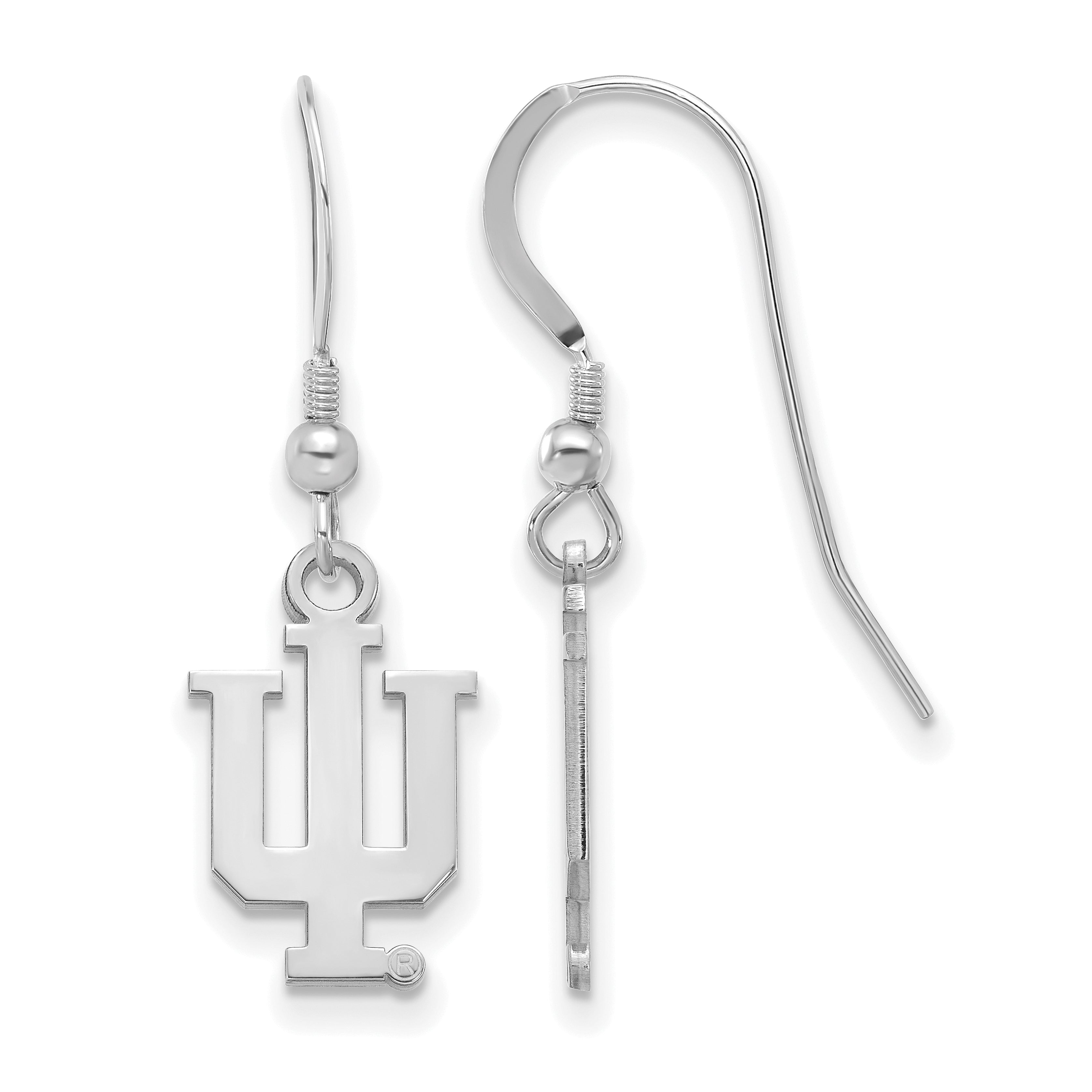 Sterlingsilber Rhodiniert Logoart Indiana University I U Klein Hängend Draht Ohrringe