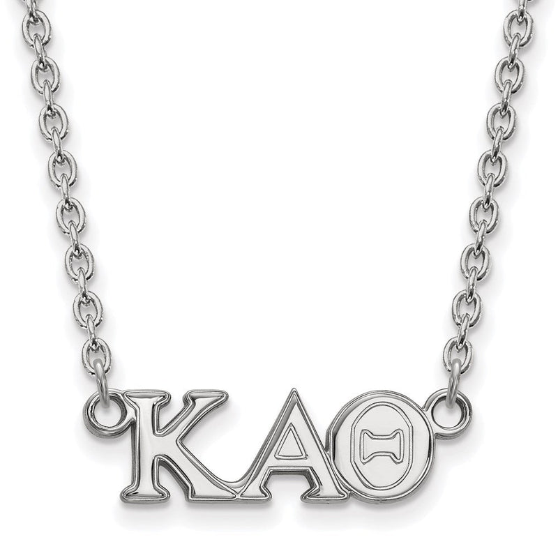 Sterlingsilber Rhodiniert Logoart Kappa Alpha Theta Sorority Greek Buchstaben Mittel Anhänger 18 Zoll Halskette