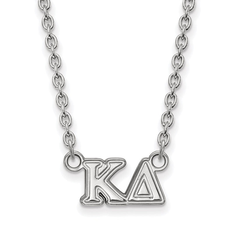 Sterlingsilber Rhodiniert Logoart Kappa Delta Sorority Greek Buchstaben Mittel Anhänger 18 Zoll Halskette