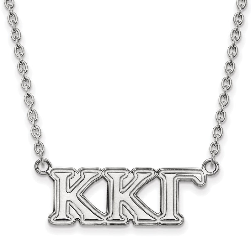 Sterlingsilber Rhodiniert Logoart Kappa Gamma Sorority Greek Buchstaben Mittel Anhänger 18 Zoll Halskette