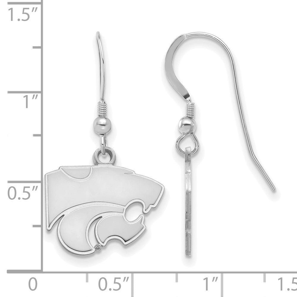 Sterlingsilber Rhodiniert Logoart Kansas State University Wildkatze Klein Hängend Draht Ohrringe