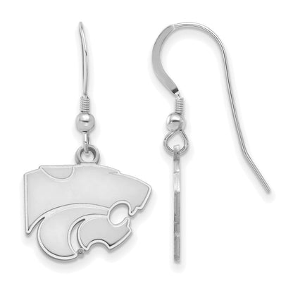 Sterlingsilber Rhodiniert Logoart Kansas State University Wildkatze Klein Hängend Draht Ohrringe