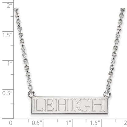 Sterlingsilber Rhodiniert Logoart Lehigh University Groß Stab Anhänger 18 Zoll Halskette