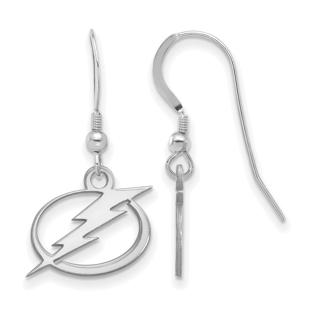 Sterlingsilber Rhodiniert Nhl Logoart Tampa Bay Blitz Klein Hängend Draht Ohrringe