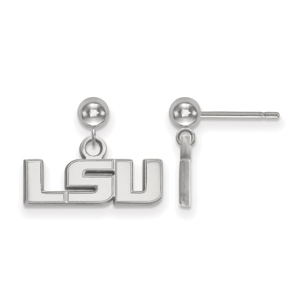 Sterlingsilber Rhodiniert Logoart Louisiana State University L S U Hängend Kugel Ohrstecker