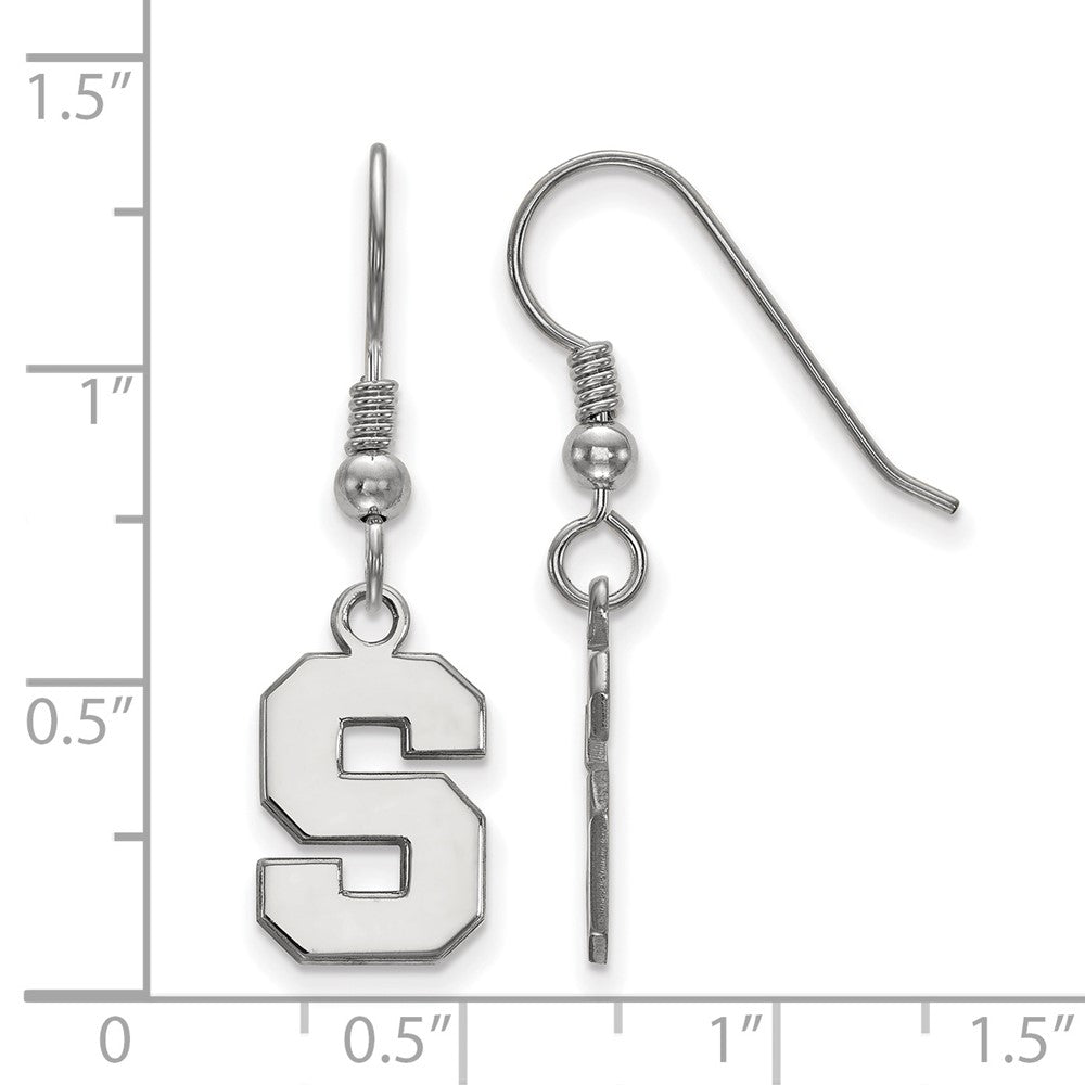 Sterlingsilber Rhodiniert Logoart Michigan State University Buchstabe S Klein Hängend Draht Ohrringe