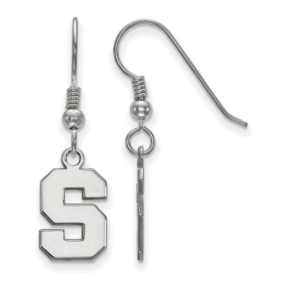 Sterlingsilber Rhodiniert Logoart Michigan State University Buchstabe S Klein Hängend Draht Ohrringe