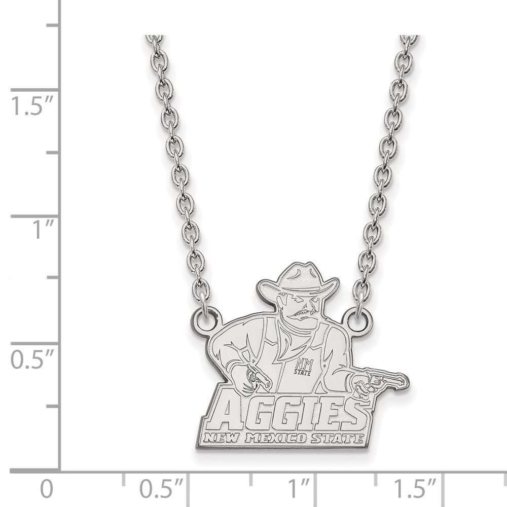 10K Weißgold Logoart New Mexico State University Aggies Groß Anhänger 18 Zoll Halskette