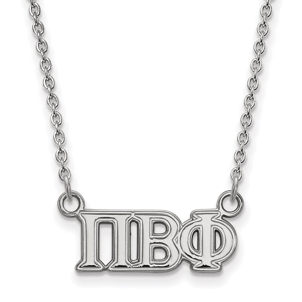 Sterlingsilber Rhodiniert Logoart Pi Beta Phi Sorority Greek Buchstaben Mittel Anhänger 18 Zoll Halskette