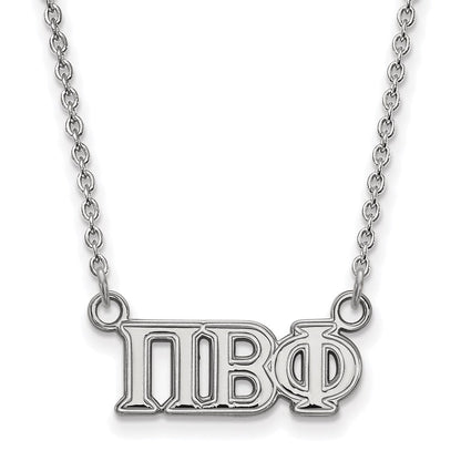 Sterlingsilber Rhodiniert Logoart Pi Beta Phi Sorority Greek Buchstaben Mittel Anhänger 18 Zoll Halskette